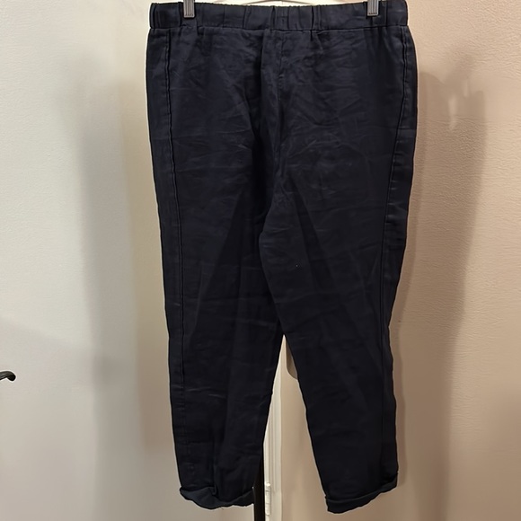 ELLEN Tracy women’s Navy linen pants, folded hem, drawstring waist size M - Picture 8 of 11